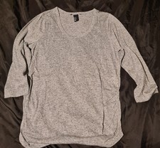 H&M Maternity Top Grey Linen Blend Casual Office All Stages of Maternity