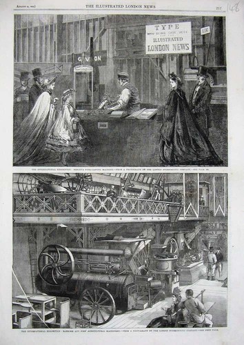 Old antique print 1862 - old,