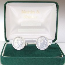 1816 GEORGE 3rd SIXPENCE CUFFLINKS & 925 SILVER BACKS silver coins & backs 
