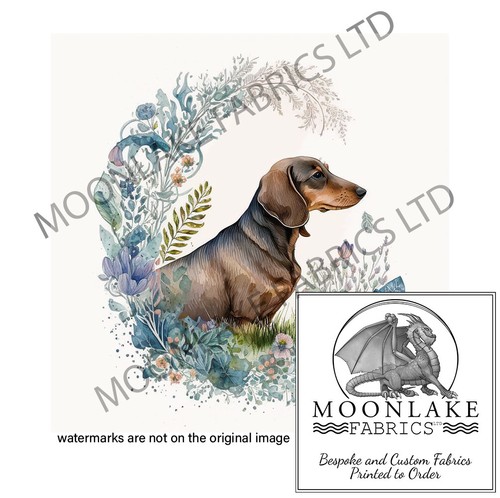 Dachshund with flowers left - with,