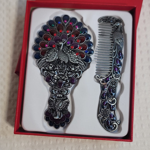 Peacock design vanity set hand - design,