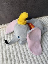 Disney Store Large Plush Baby Dumbo Elephant Excellent Condition 17”With Feather