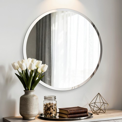 Simple round beveled mirror - simple,