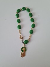 Gold Tone Green Glass Irish