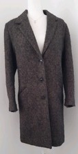 Fat Face Copper and Black Beige Moon Herringbone Tweed Coat Womens UK 18 Wool