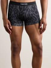 TOM FORD STRETCH-COTTON CHEETAH PRINT BOXER SHORTS BLACK LARGE LIMITED EDITION