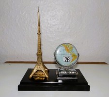 Vintage Perpetual Flip Desk Top Calendar Japan Eiffel Tower World Globe