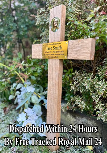 Oak wood memorial cross wooden - oak,