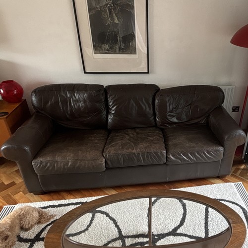 Ikea brown leather seater - brown,