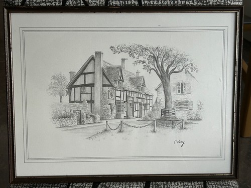 Rural english pub - rural, illustration