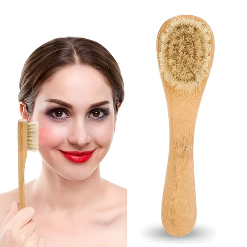 Wooden handle facial cleansing