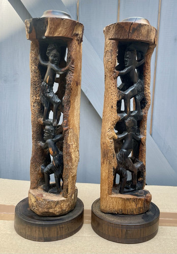 Pair makonde carved - pair, of