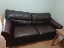 2m dark brown leather sofa