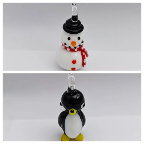 Glass snowman pendant - glass,