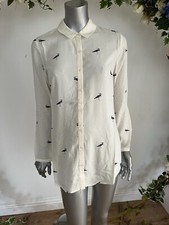 JOULES Elvina Shirt Blouse Women's Top Size 10 12 & 18 Cream Bird Print NEW
