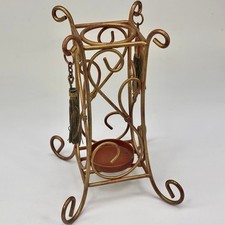 French Vintage Gold & Red Colour Ornate Tasseled Metal Candlestick Candle Holder