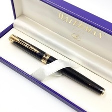 Waterman l'etalon black fountain pen, medium 18k gold nib, VGC