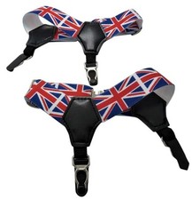 PAIR SOCK SUSPENDERS GARTER HOLD UP BRACES ELASTIC UNION JACK BRITISH VE DAY