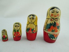 Vintage  Russian Wooden Nesting Dolls Set of 4 Large Doll is 3.25" Tall
