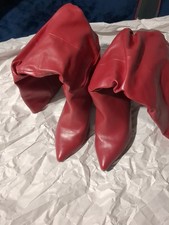 Ladies knee high boots red Size 6UK