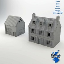 Farmhouse and Shed WW2 Building Tabletop Gaming Railway 3DPrint
