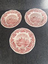 ENOCH WEDGEWOOD ROYAL HOMES OF BRITAIN 3 X RED SIDE PLATES 8”