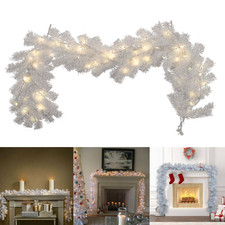 9FT/16FT Christmas Garland with Lights Stairs Home Fireplace Xmas Tree Pre Lit