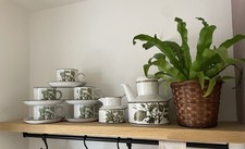 Midwinter Stonehenge Greenleaves Tea Coffee Set, Milk Jug, Tea Pot & Cup &Saucer