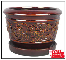 8 In. Dia Brown Rustic Damask