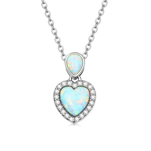Opal love heart necklace - love,