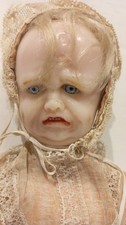 RARE ( SCARCE) TWO FACED WAX DOLL ON COMPOSITION JOINTED BODY APPROX 13.5 INCHES