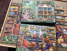 2 x Falcon Deluxe 1000 Piece Jigsaws - Tony’s Toy Shop + Dolls House Memories