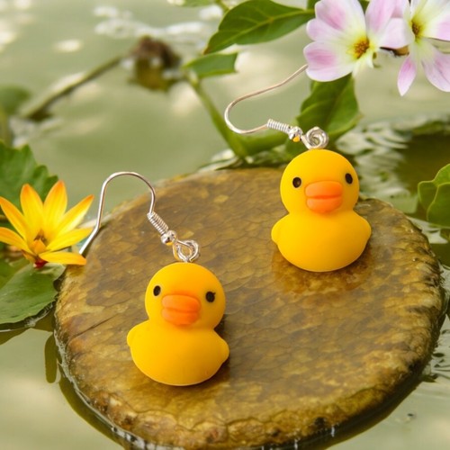 Duck earrings with - duck, kawaii