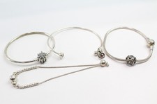 Sterling Silver Pandora Charm Bracelets Signed Branded Slider Bangle Chain x 4