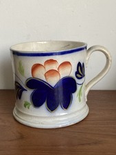 Gaudy Welsh Pottery Mug Hand Painted Large Mug Cup
