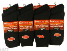 12 Pairs Men's Black Thermal Socks, Warm Work Boot Socks By Heatwave®  Size 6-11