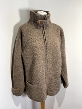 Pachamama Cardigan Jacket L VGC Wool Hand-Knit Handmade Ecuador Brown Full Zip