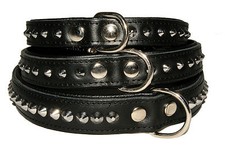 STUDDED Handmade STRONG Real LEATHER BLACK PADDED LARGE BREEDS BIG DOG COLLAR