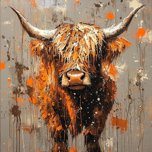 Highland cow brown orange - cow,