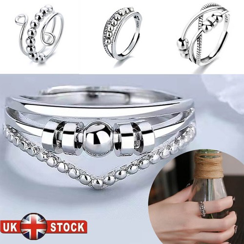 Adjustable anxiety ring silver - anxiety,