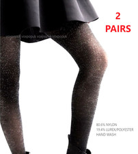 2 PAIRS GIRLS SPARKLING TIGHTS