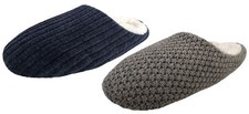 Atano Mens Knitted Mule Slippers with Fleece Lining