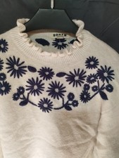 NEW RRP 129 Boden frilled embordered vintage style stunning Xmas jumper