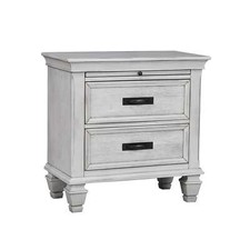 Distressed White Nightstand -