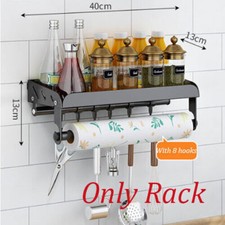 Spice Rack Wall Mounted Storage Organiser Roll Paper Towel Holder Kitchen Shelf