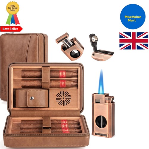Cigar humidor leather - cigar, cedar