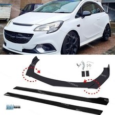 For Vauxhall Opel Corsa E D Gloss Front Bumper Lip Spoiler Splitter + Side Skirt