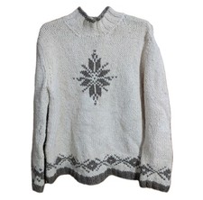 Ralph Lauren Chunky Hand Knit Wool Alpaca Fairisle Snowflake Jumper Off White S