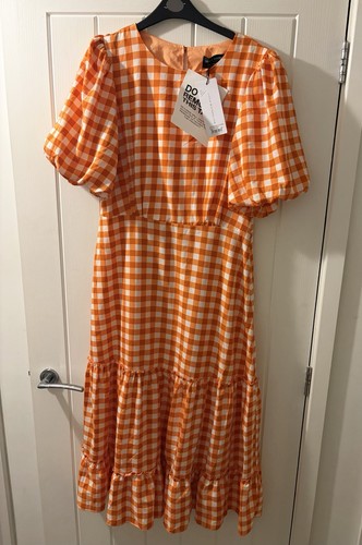 Lady orange gingham tiered - lady’s,