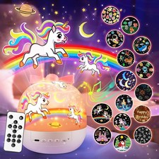 Unicorn Kids Night Light Projector 15 Sleeping Sounds & 15 Films & 7 Colors &